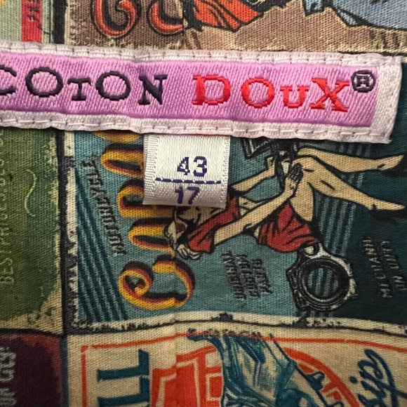 Cotton Doux vintage poster slim fit shirt size 43/17 - Picture 4 of 9